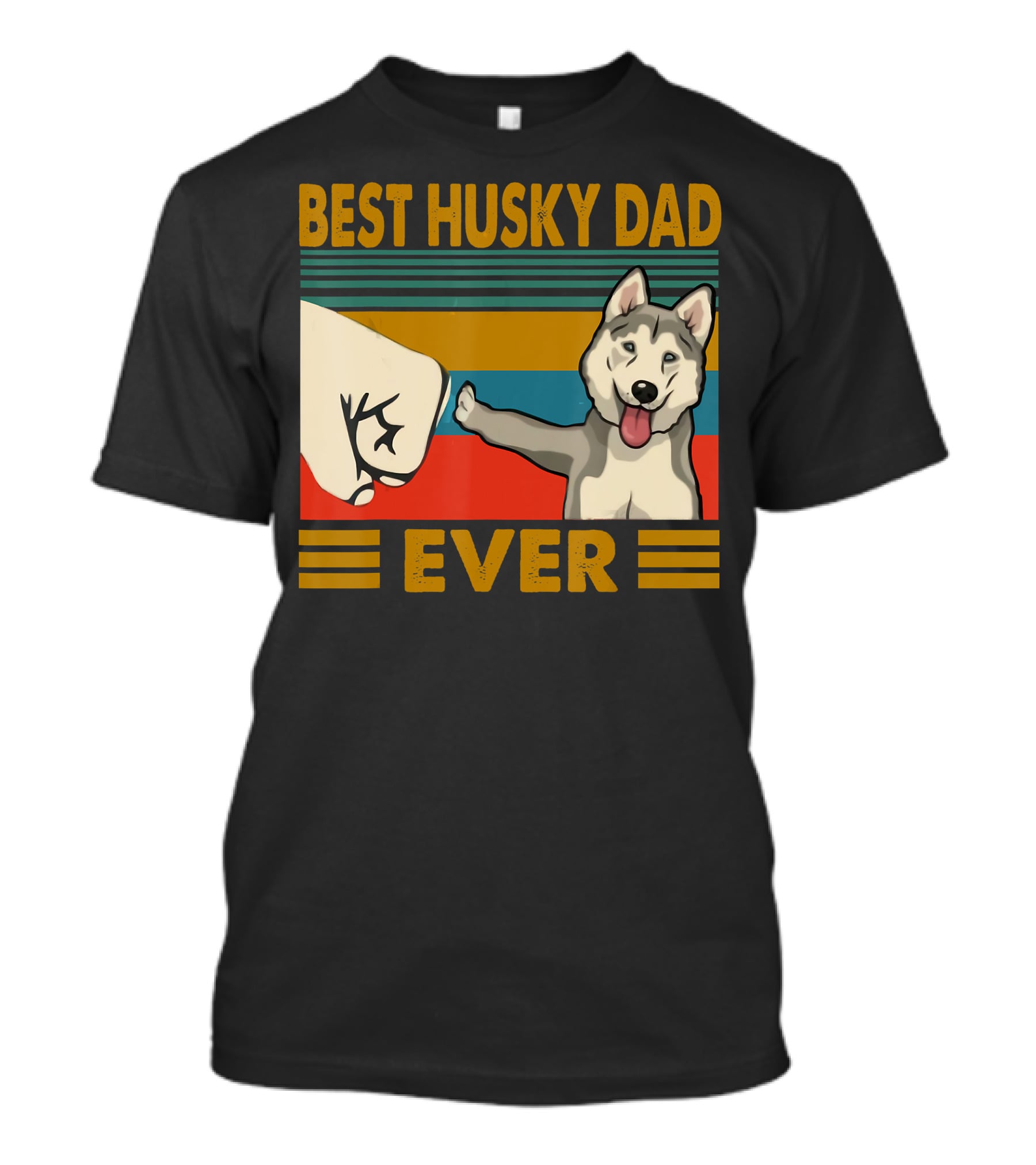 Best Husky Dad Ever Fist Bump With Husky T-Shirt