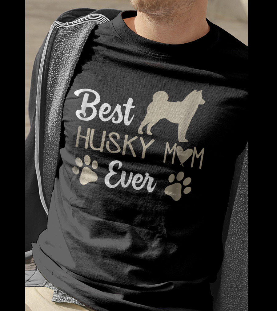 Best Husky Mom Ever Paw Prints Siberian T-Shirt
