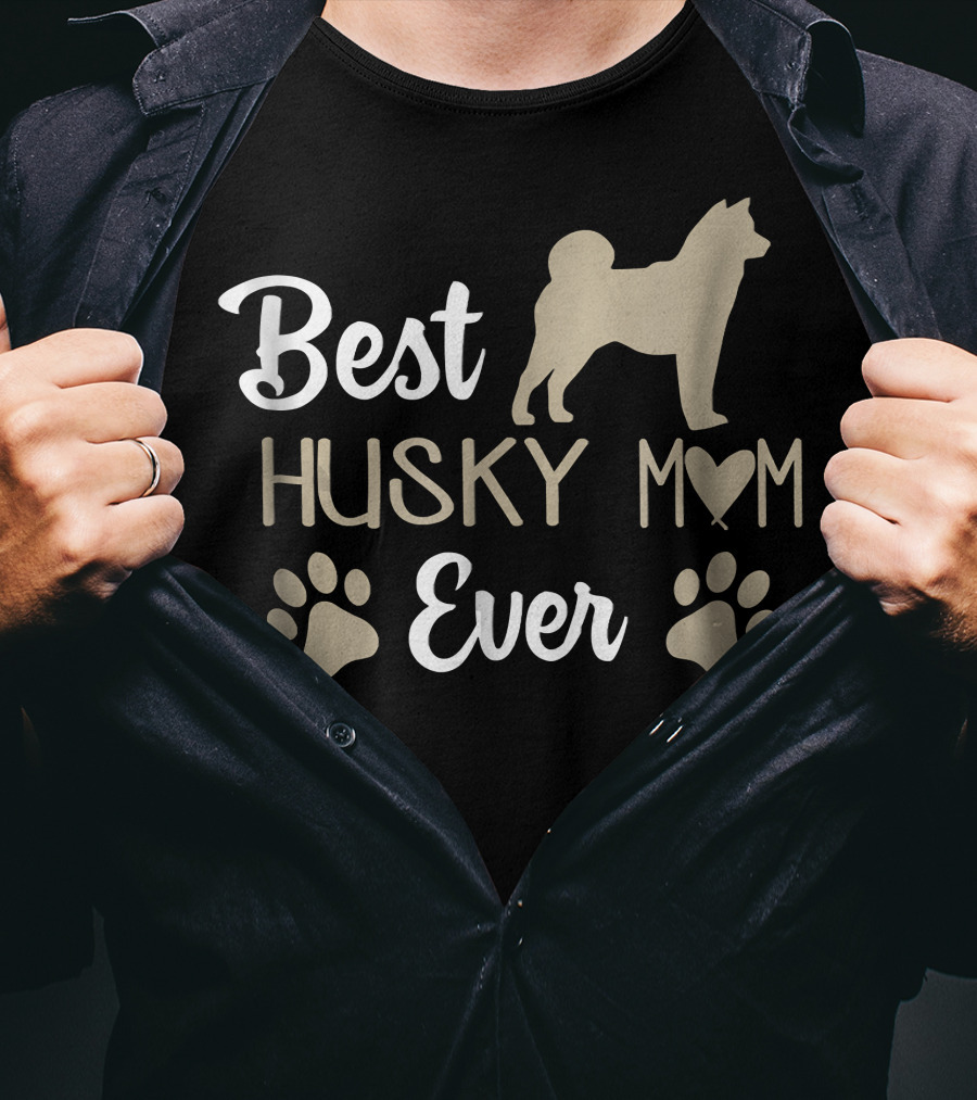 Best Husky Mom Ever Paw Prints Siberian T-Shirt