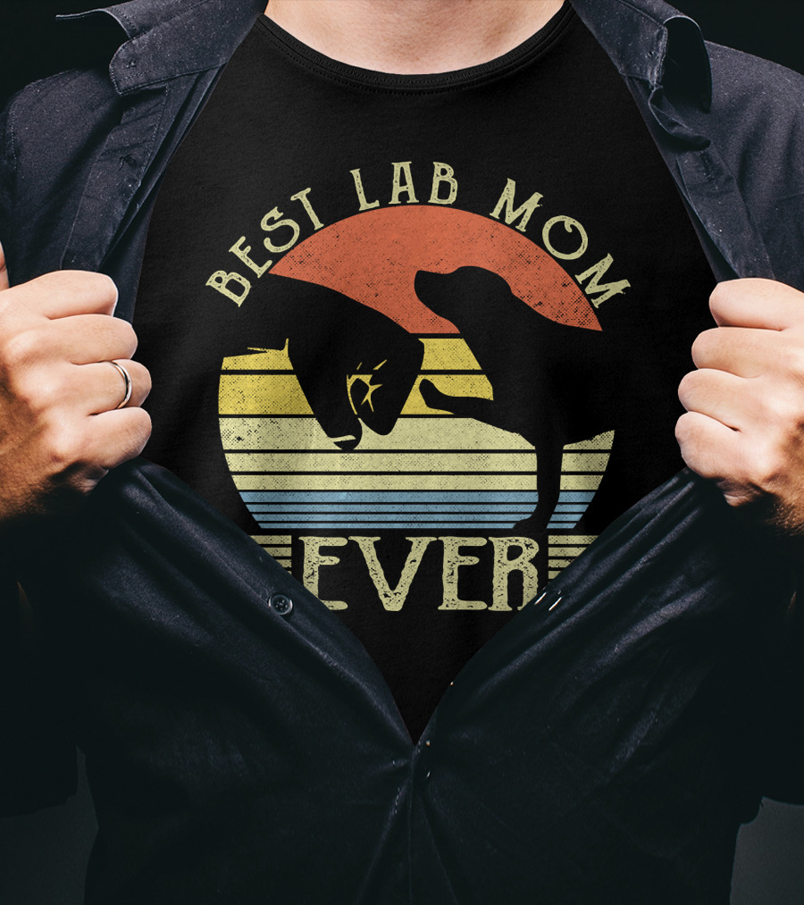 Best Lab Mom Ever Retro Labrador Retriever Sunset Stripe T-Shirt