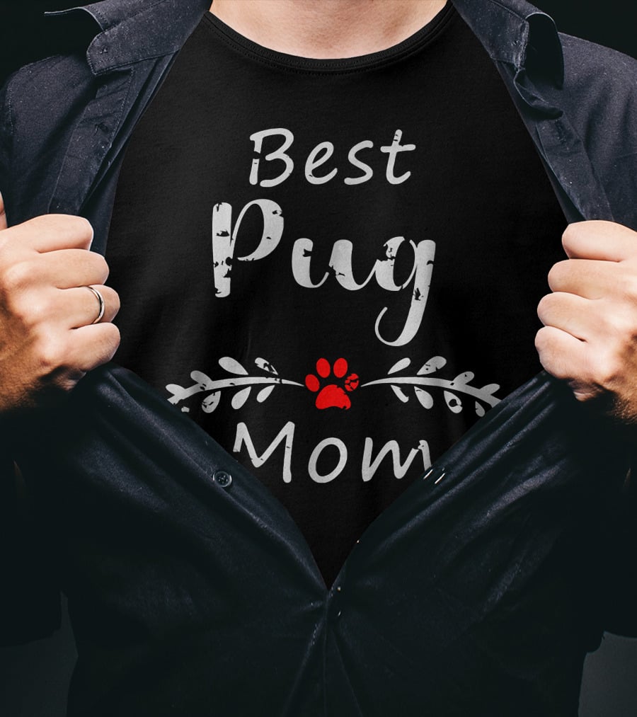 Best Pug Mom Paws Leaves T-Shirt