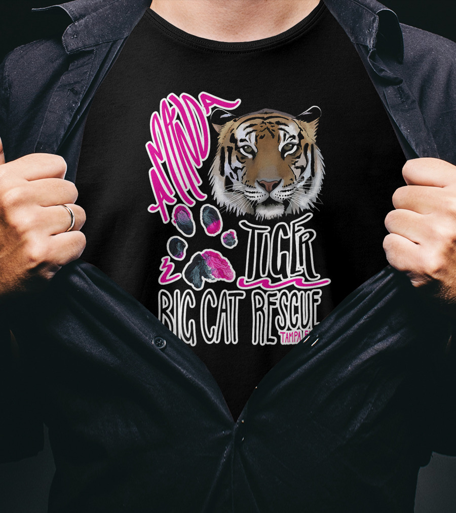 Amanda Tiger Big Cat Rescue Tampa FL Paw Prints T-Shirt