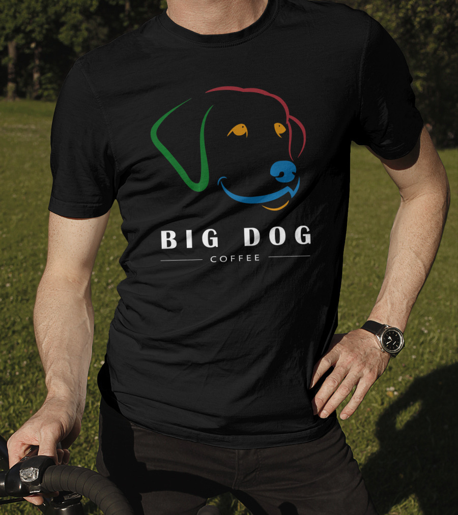 BIG DOG COFFEE Colorful Dog Outline T-Shirt