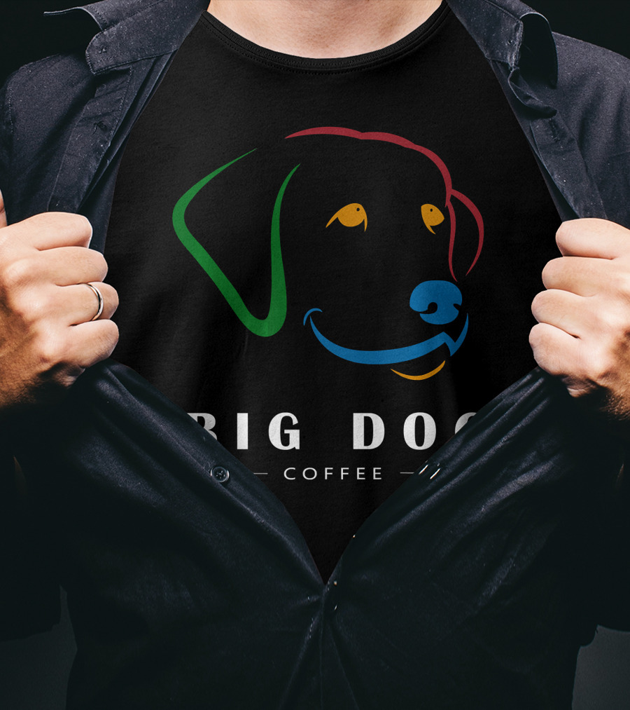 BIG DOG COFFEE Colorful Dog Outline T-Shirt