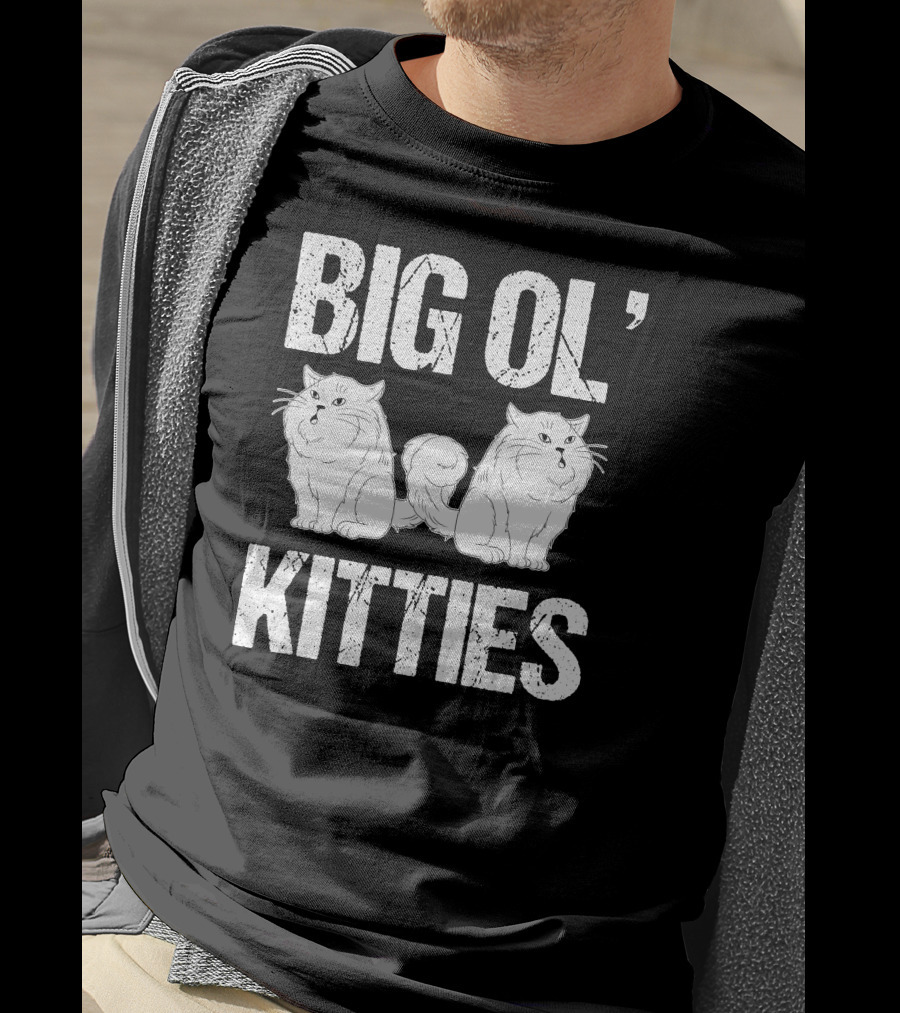 Big Ol Kitties Funny Cat Lover White Furry Cats T-Shirt