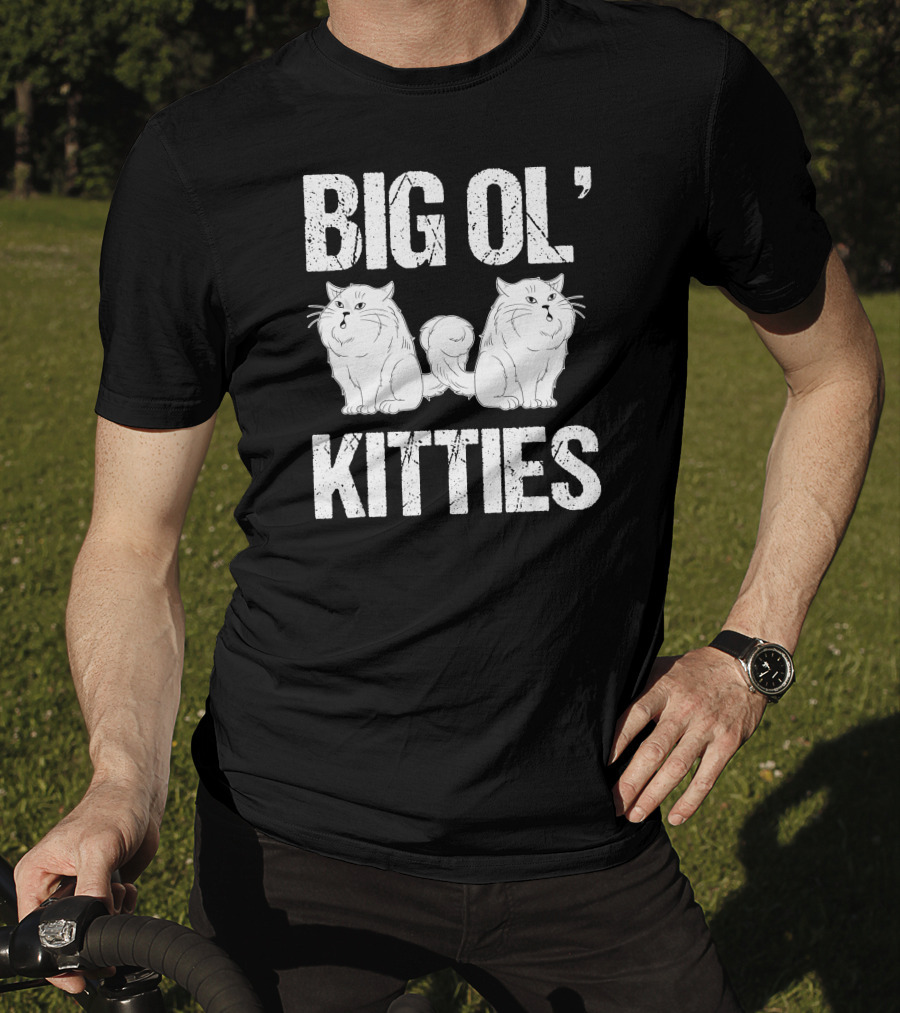 Big Ol Kitties Funny Cat Lover White Furry Cats T-Shirt