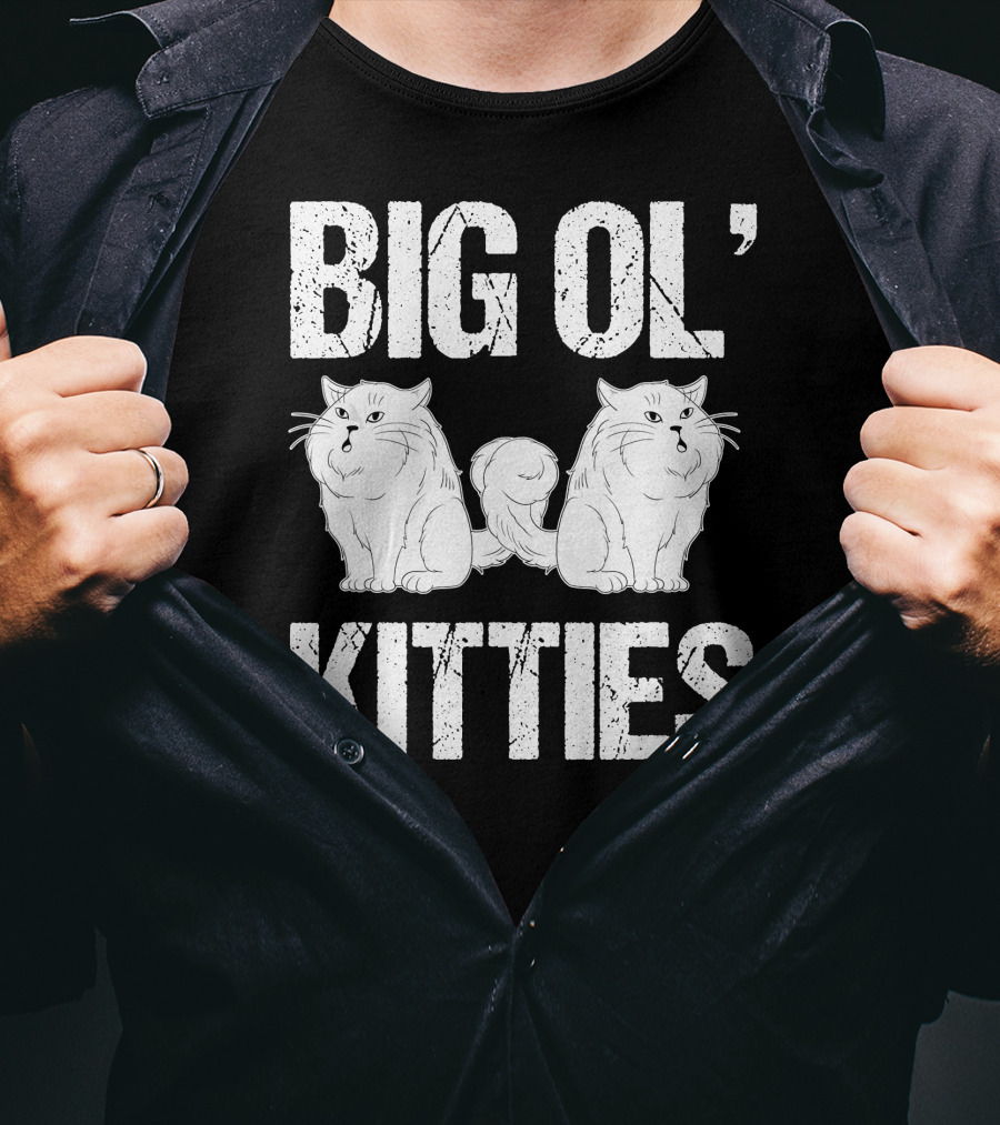 Big Ol Kitties Funny Cat Lover White Furry Cats T-Shirt