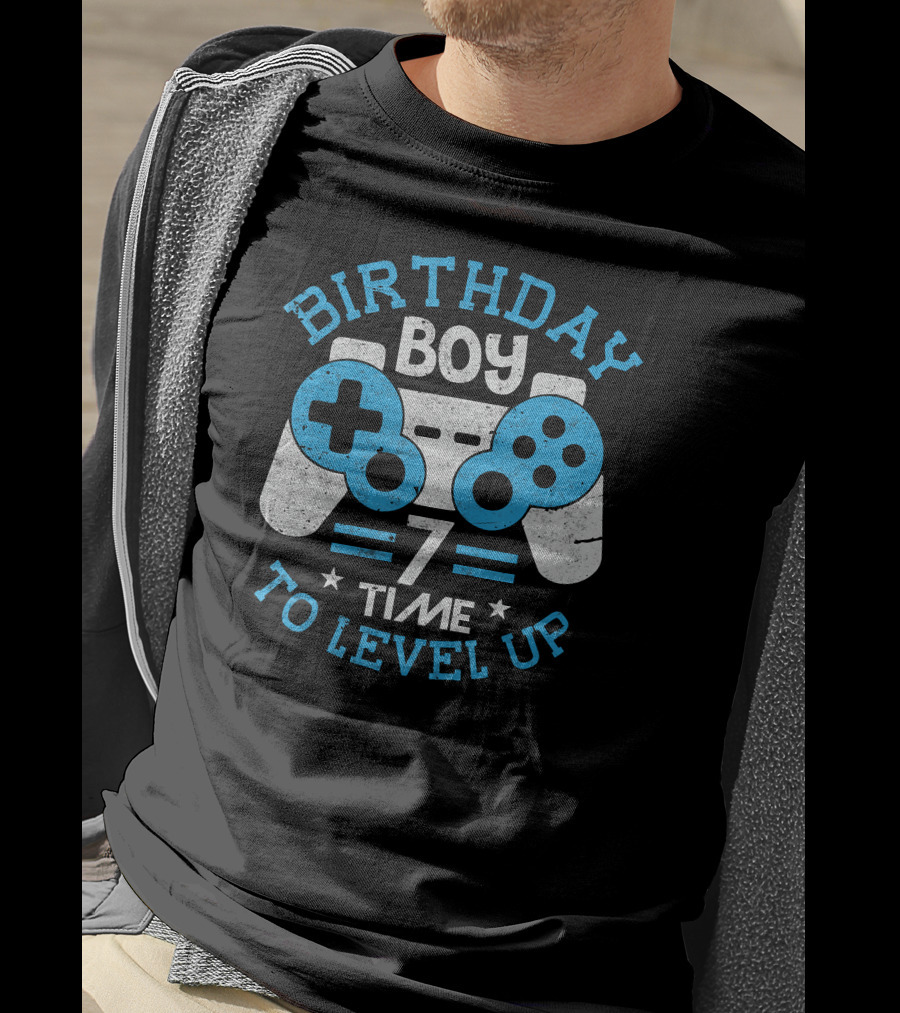 Birthday Boy 7 Time To Level Up Video Game Controller T-Shirt