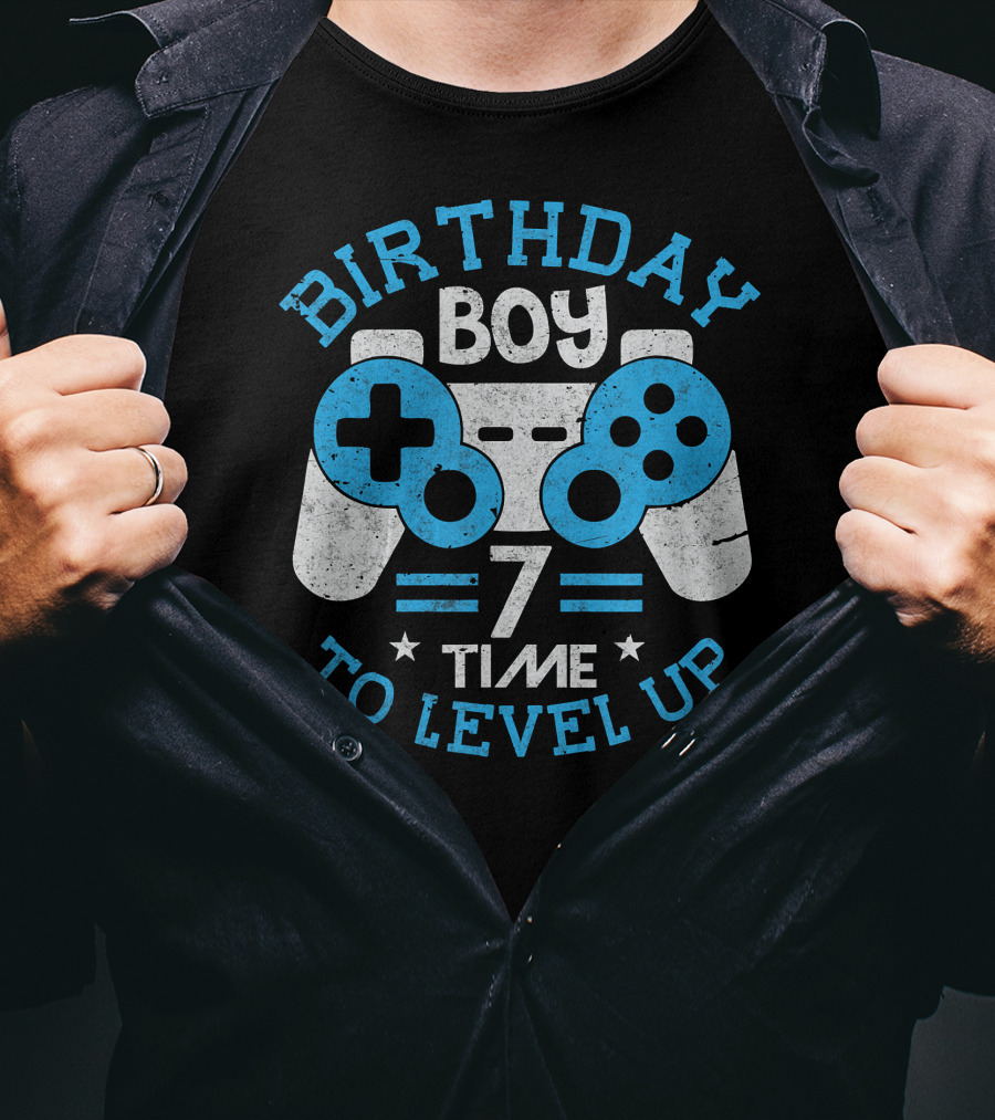 Birthday Boy 7 Time To Level Up Video Game Controller T-Shirt