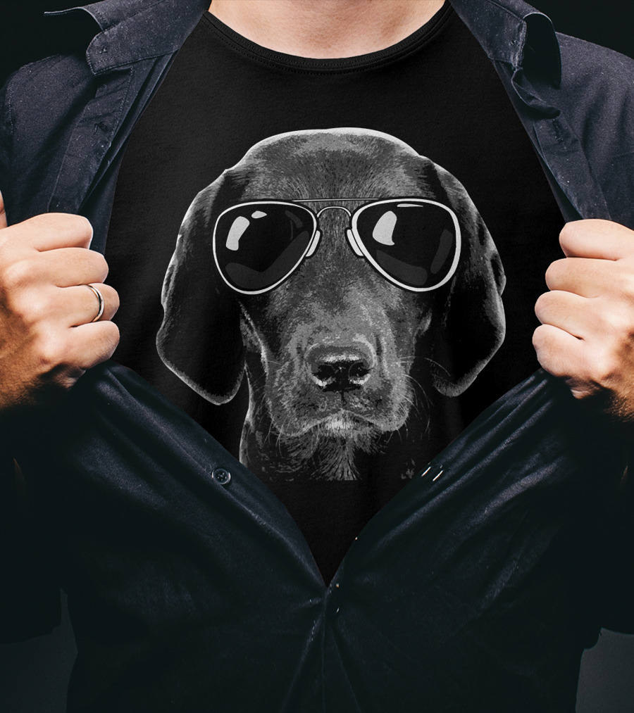 Black Labrador Sunglasses Lab Dad Cool Dog T-Shirt