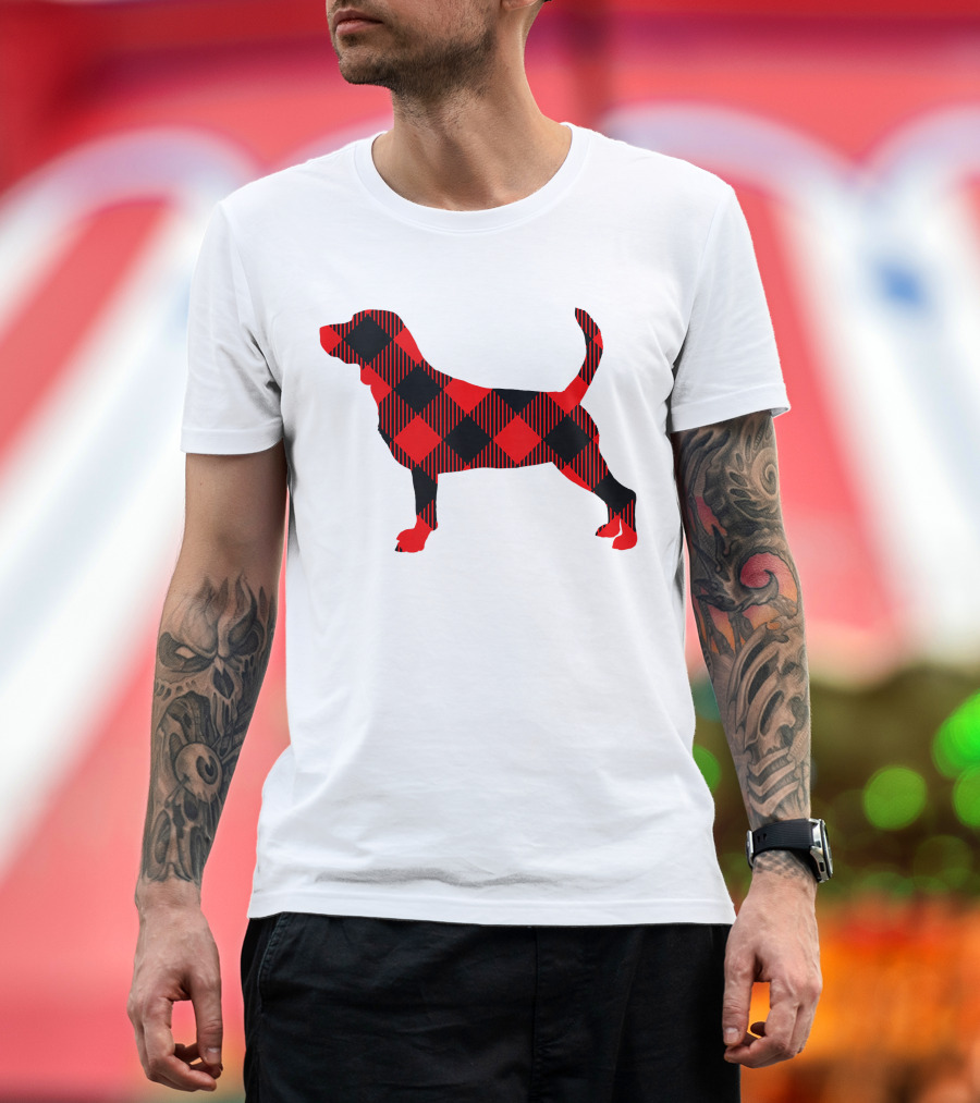 Black Red Plaid Labrador Dog Mom Paw T-Shirt