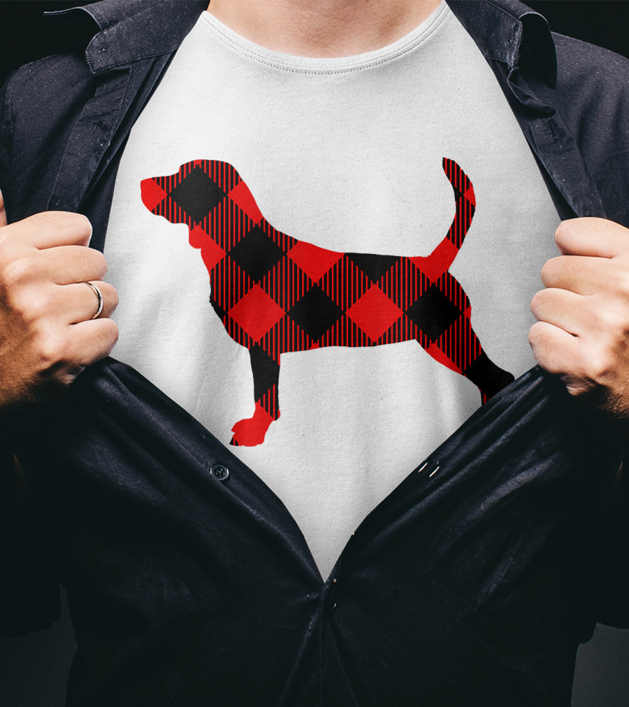Black Red Plaid Labrador Dog Mom Paw T-Shirt