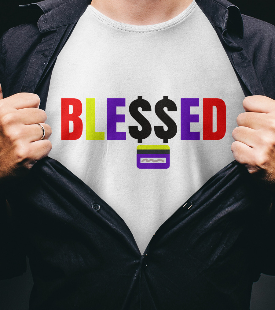 BLE$$ED Money $ymbol Colorful Lettering T-Shirt