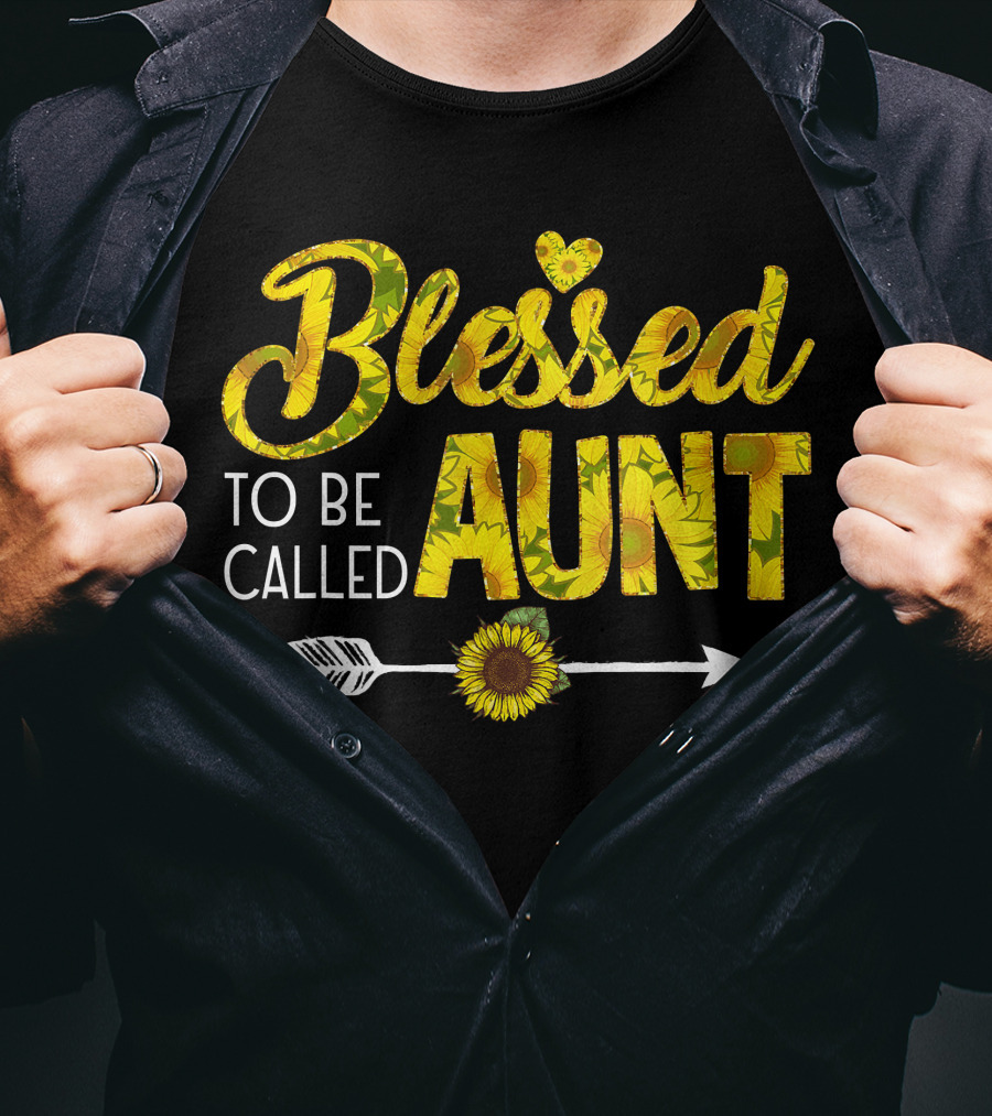 Blessed To Be Called Aunt Sunflower Arrow Heart T-Shirt