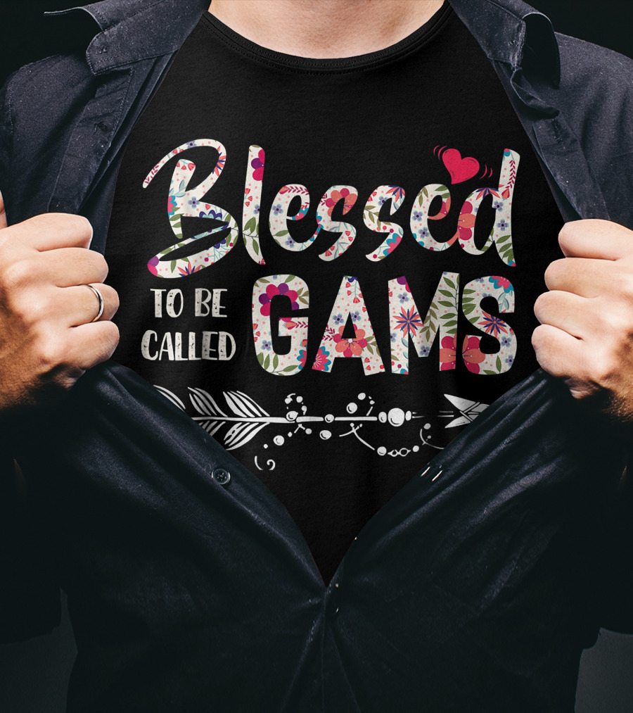 Blessed To Be Called Gams Floral Heart Arrow T-Shirt