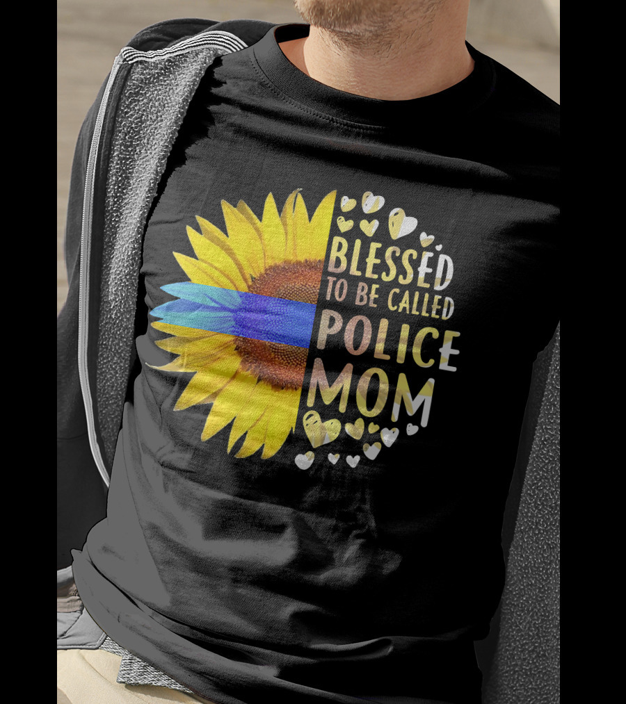 Blessed To Be Called Police Mom Sunflower Heart Elements T-Shirt