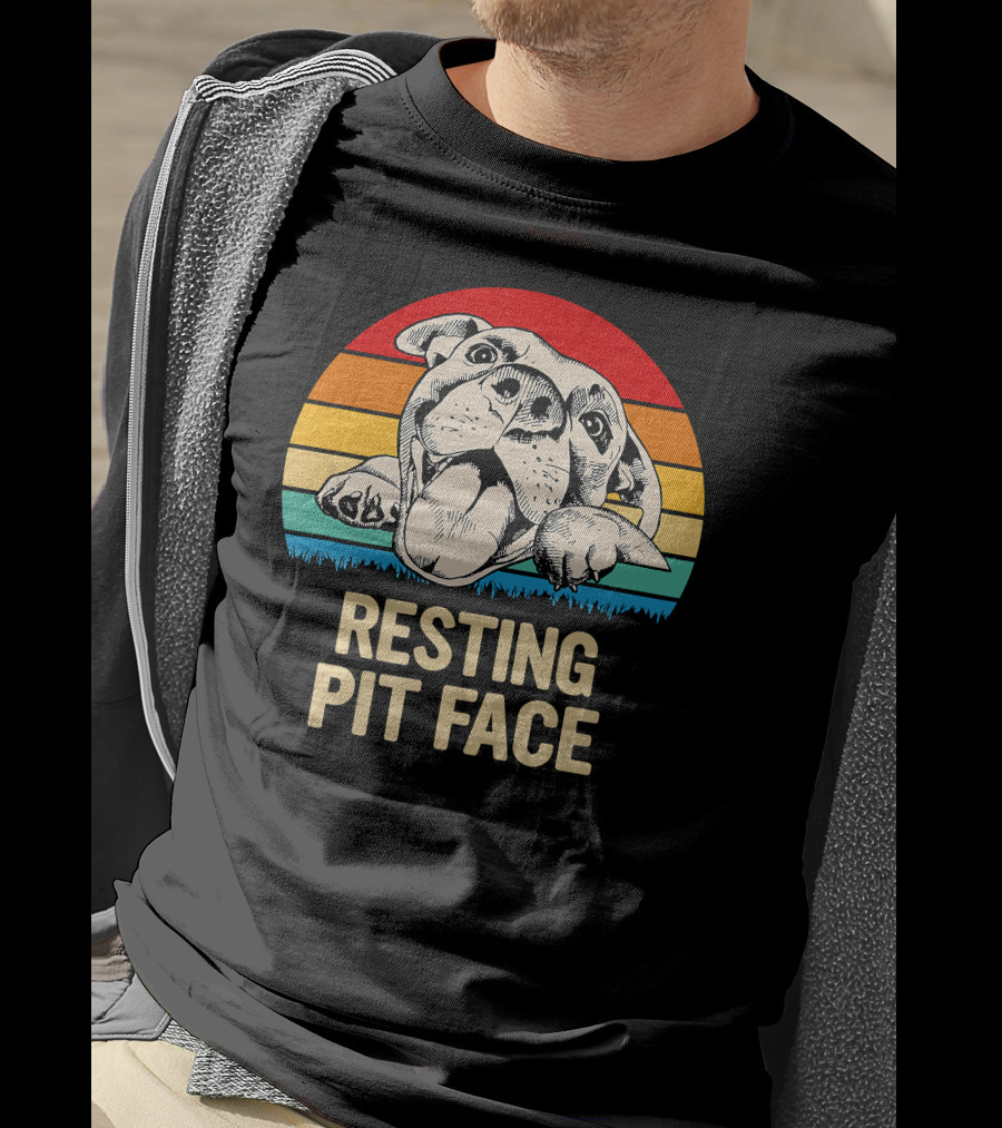Resting Pit Face Bombshell Bullies Pit Bull Rescue Retro T-Shirt