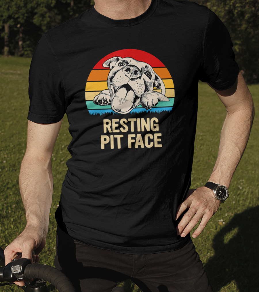 Resting Pit Face Bombshell Bullies Pit Bull Rescue Retro T-Shirt