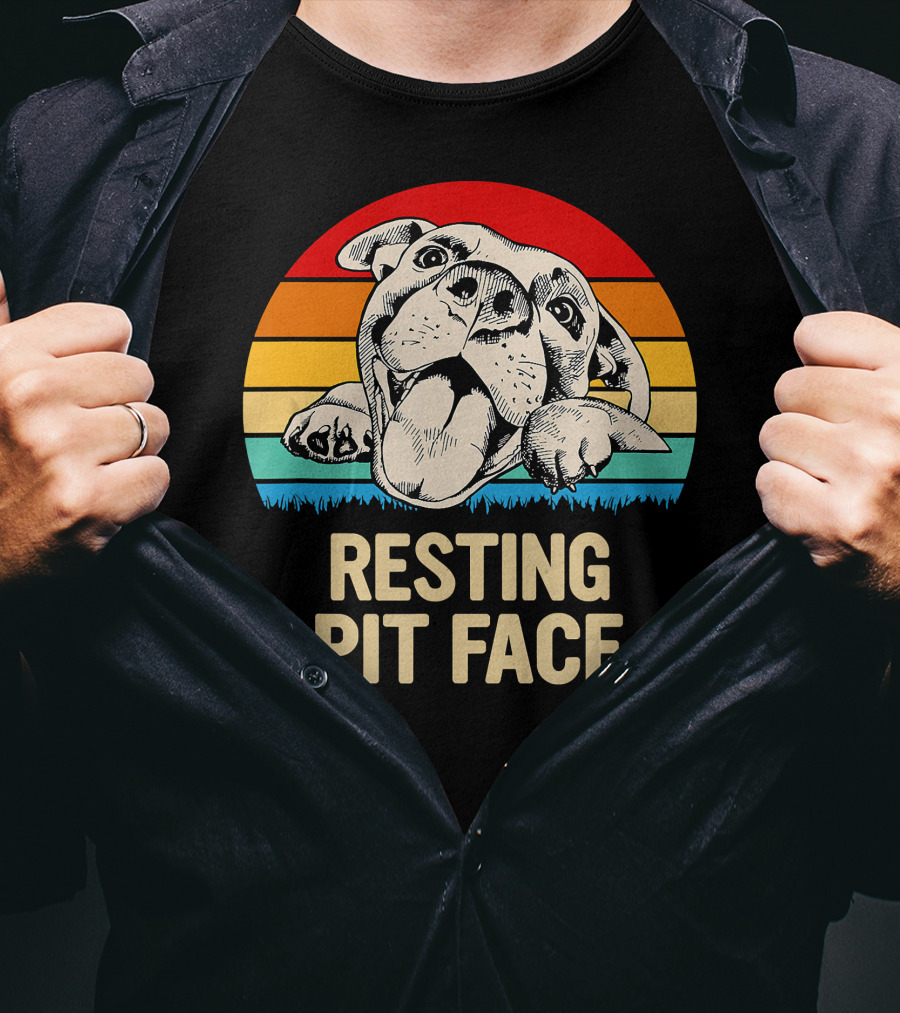 Resting Pit Face Bombshell Bullies Pit Bull Rescue Retro T-Shirt