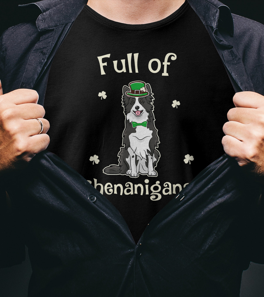 Full Of Shenanigans Border Collie St. Patrick's Day T-Shirt