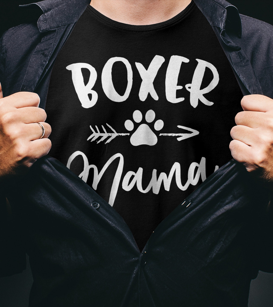Boxer Mama Paw Print Arrow Design For Boxer Lover Owner T-Shirt