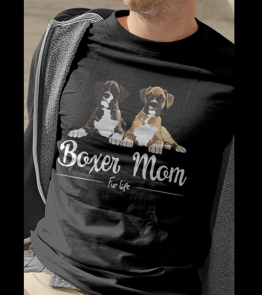 Boxer Mom Fur Life With Two Boxer Puppies T-Shirt