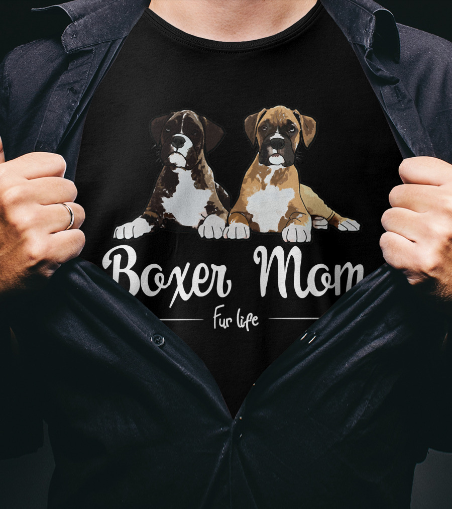 Boxer Mom Fur Life With Two Boxer Puppies T-Shirt