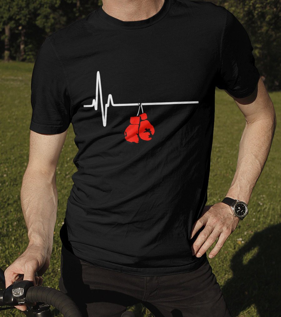 Boxing Gloves Heartbeat MMA Red Glove Pulse Line T-Shirt
