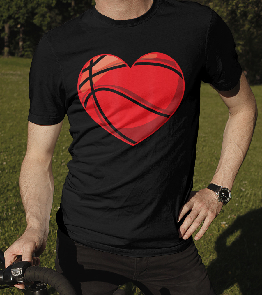 Valentines Day Boys Heart-Shaped Basketball T-Shirt