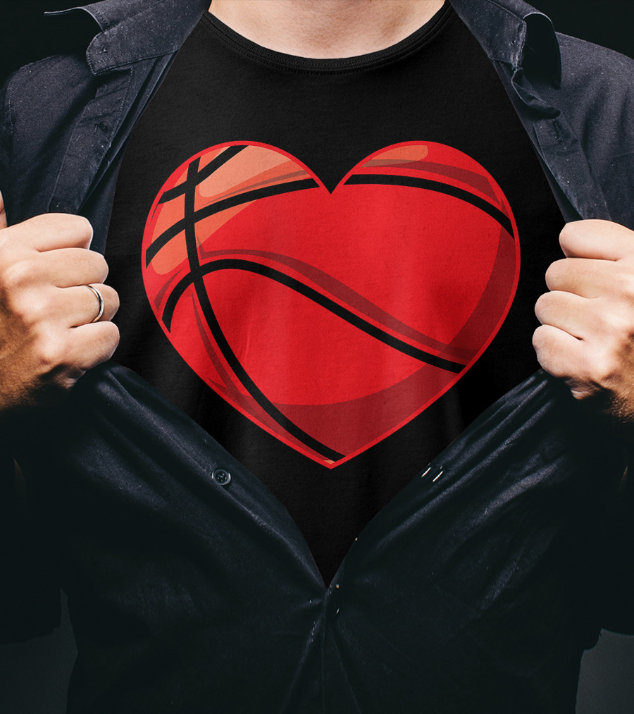 Valentines Day Boys Heart-Shaped Basketball T-Shirt