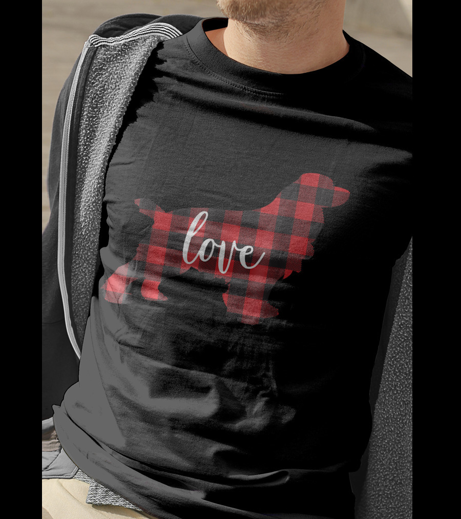 Love Buffalo Plaid Cocker Spaniel Mom T-Shirt