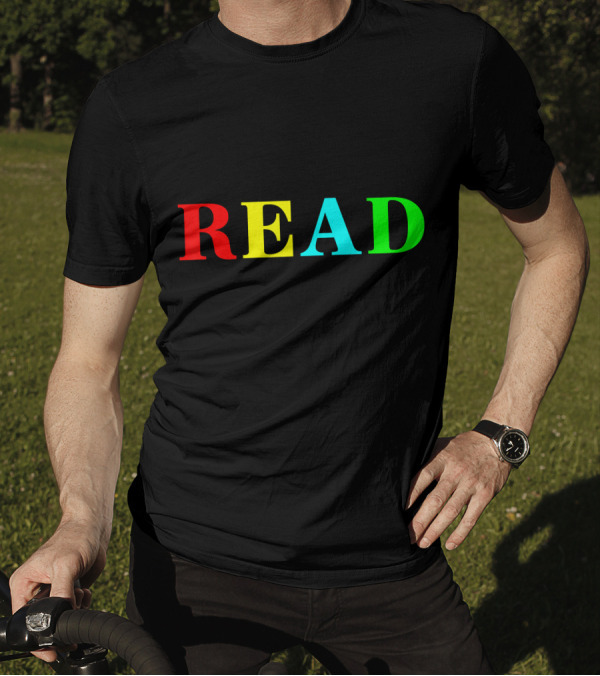 READ In Color Bold Letters Teacher Reading Book T-Shirt