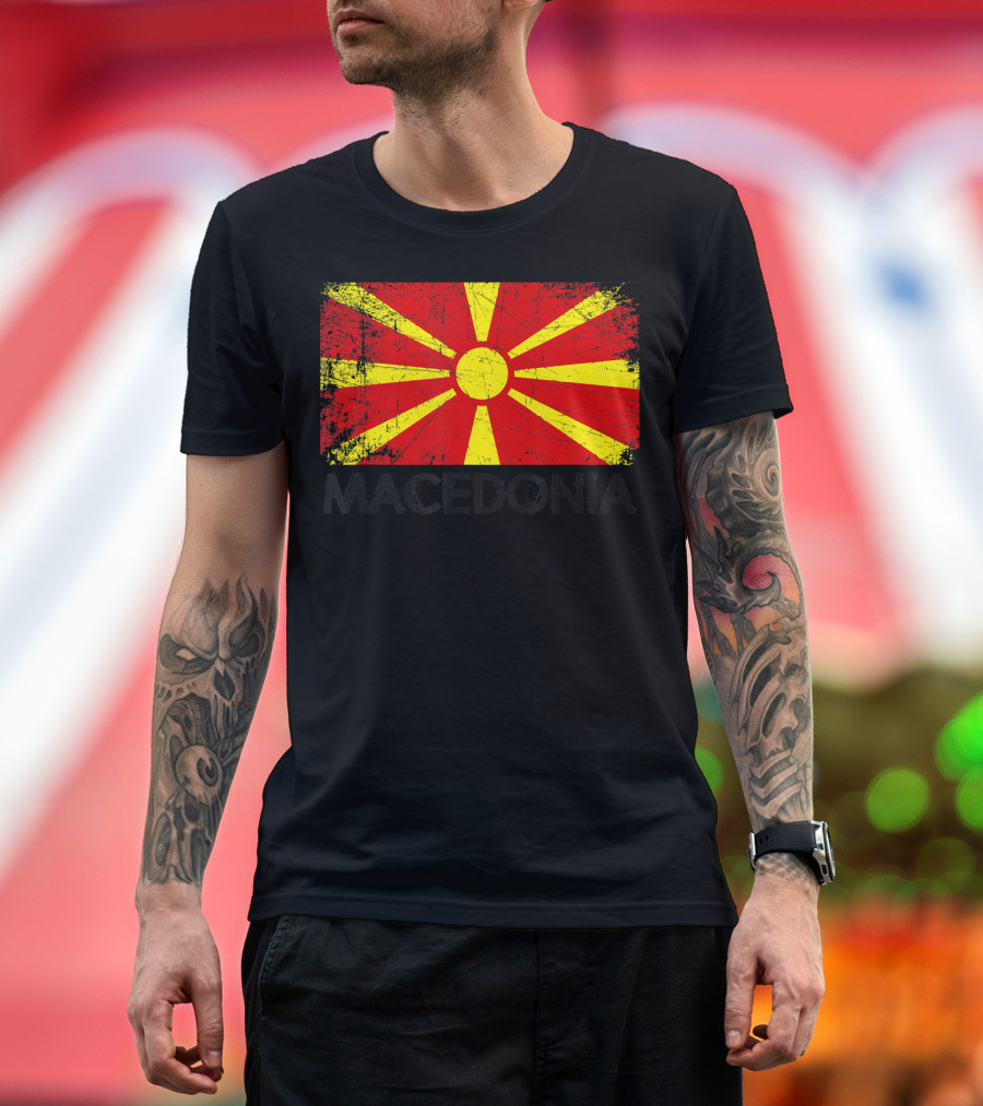 Macedonian Flag Vintage Macedonian Flag Retro Axel T-Shirt