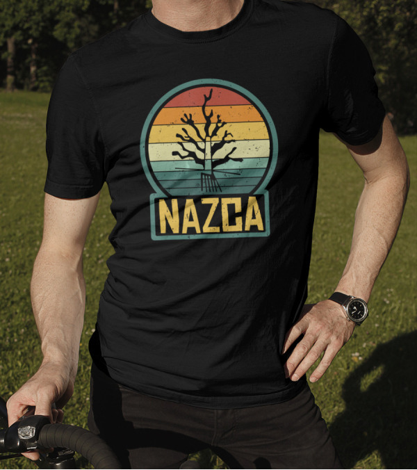 Nazca Lines Tree Of Life Retro Circle T-Shirt