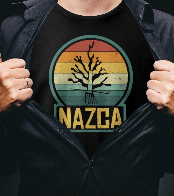 Nazca Lines Tree Of Life Retro Circle T-Shirt