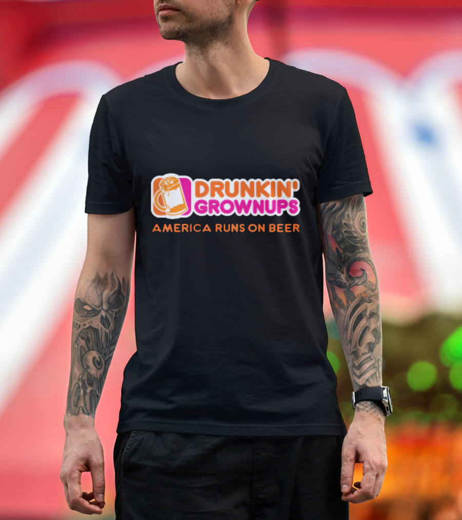 Drunkin' Grownups America Runs On Beer New Color T-Shirt