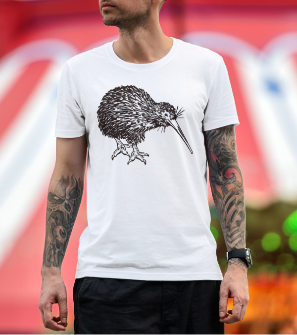 Premium T-Shirt: New Zealand Kiwi Bird Animal Wildlife Sketch T-Shirt New Zealand Kiwi Bird Animal Wildlife Sketch T-Shirt