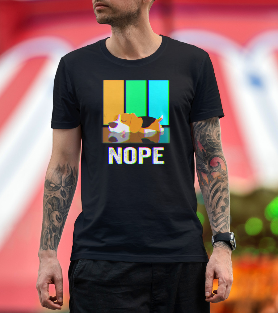 Nope Beagle Not Today Dog Sleeping Cartoon Colorful Blocks T-Shirt