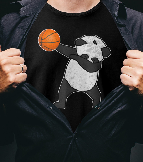 Panda Dabbing With Basketball Sports Dab T-Shirt