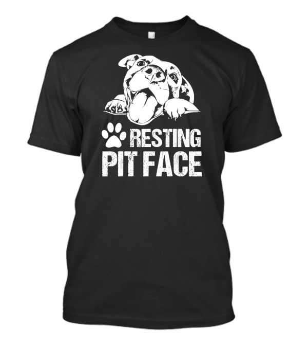 Resting Pit Face Funny Pittie Pitbull Paw Prints T-Shirt