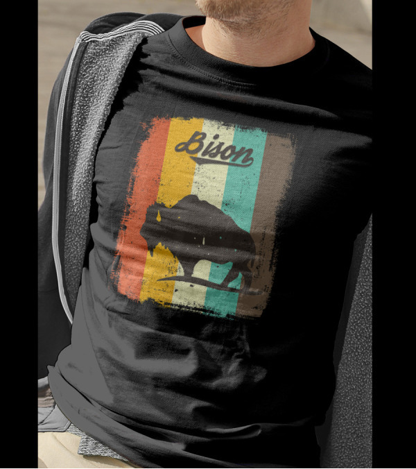 Bison Retro Stripes For Bison Lovers T-Shirt