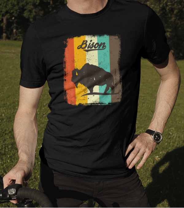 Bison Retro Stripes For Bison Lovers T-Shirt