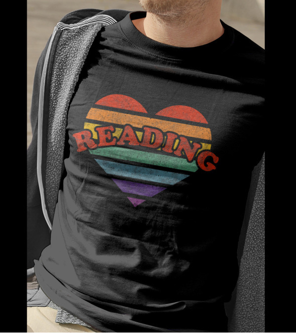 Retro Rainbow Heart Reading 80s LGB Whimsy T-Shirt