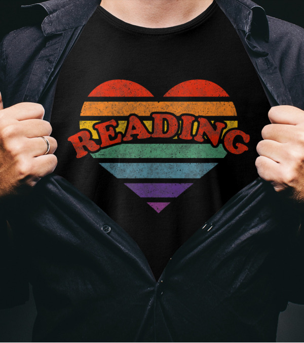 Retro Rainbow Heart Reading 80s LGB Whimsy T-Shirt