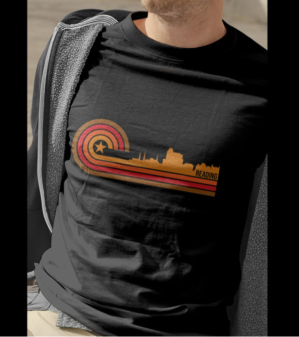 Retro Reading PA Skyline Circular Star Stripes T-Shirt