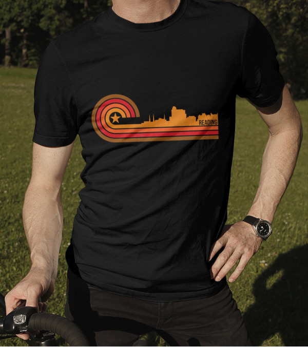 Retro Reading PA Skyline Circular Star Stripes T-Shirt