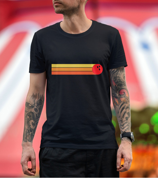 Premium T-Shirt: Retro Vintage Bowling Ball Stripes T-Shirt Retro Vintage Bowling Ball Stripes T-Shirt