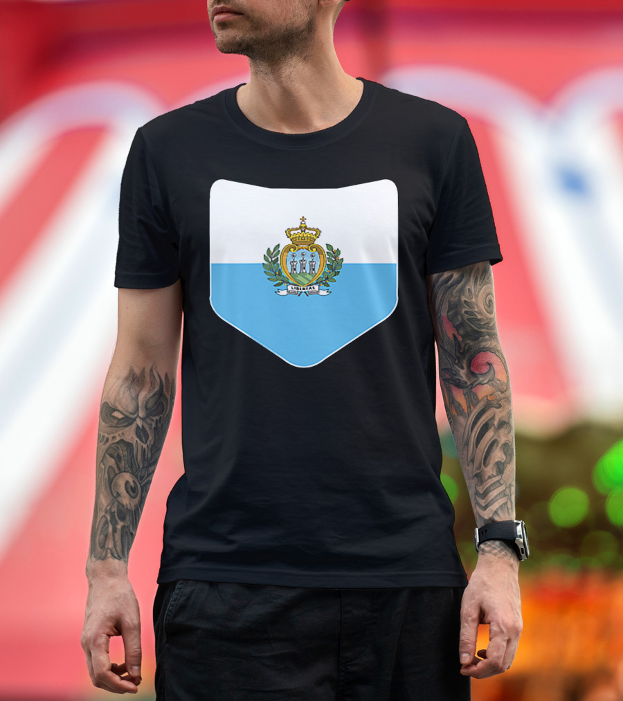 San Marino Flag Emblem in Blue and White Shield T-Shirt