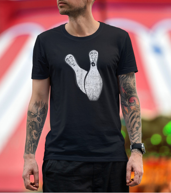 Premium T-Shirt: Scared Bowling Pins Expression Faces T-Shirt Scared Bowling Pins Expression Faces T-Shirt