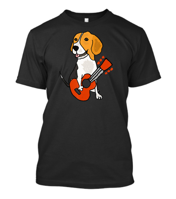 Smilemoretees Beagle Dog Playing Guitar T-Shirt